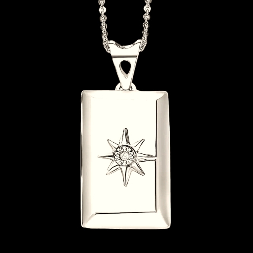 🔥Diamond Accent Bar Pendant Necklace 20 Inches in Platinum Over Sterling Silver